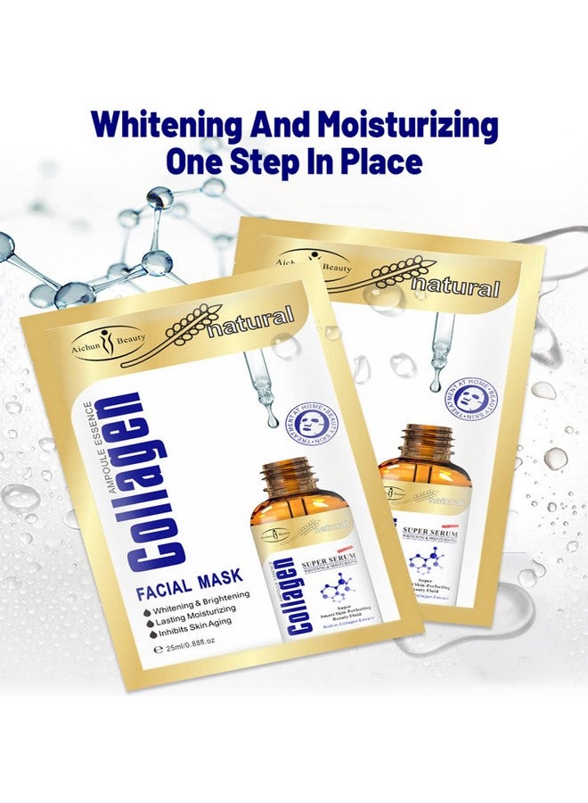Collagen Extract Essence Facial Mask Moisturizing Face Wrinkle Acne Scars Rough Pores Prevents Aging Smooth Skin 25Ml/ 0.88Fl.Oz (10 Pack)