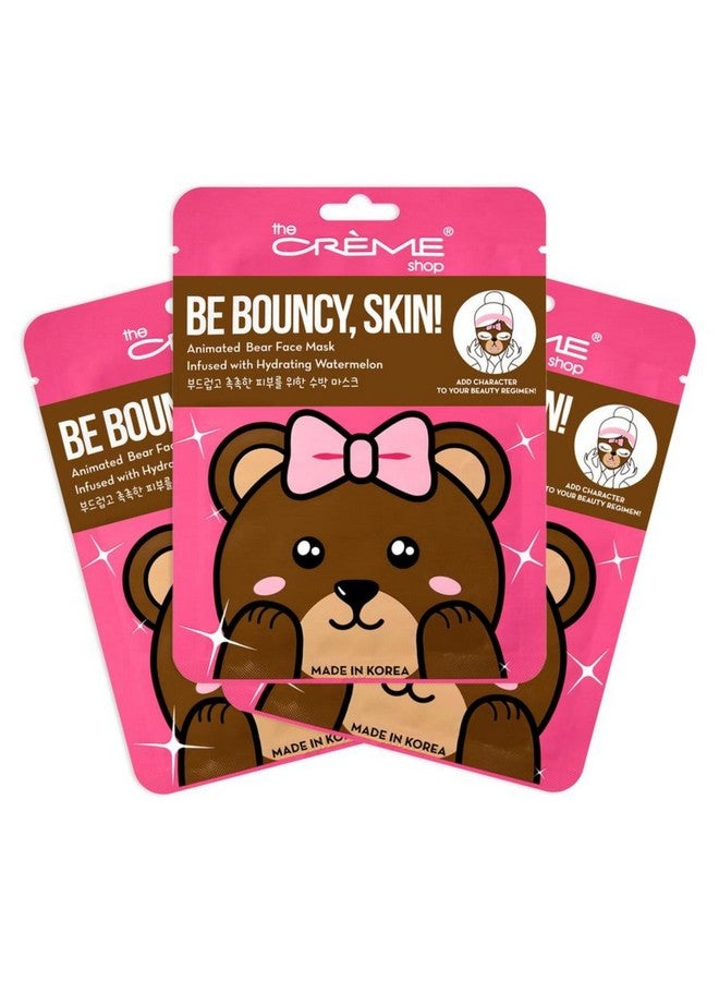 Animated Miss Bear Face Mask Hydrating Face Mask Korean Skincare Mask With Watermelon Animal Face Mask Sheet Watermelon Face Mask Korean Animal Face Mask (3 Masks)