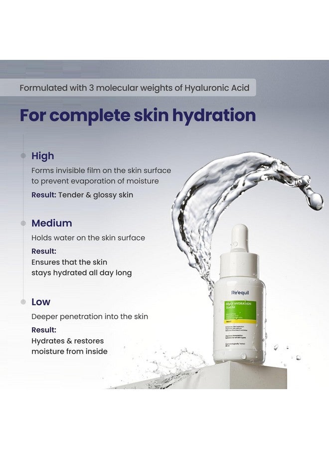 Re'Equil Daily Hydration Serum With Niacinamide Sodium Hyaluronate And Hyaluronic Acid | Enhances Skin Hydration | Improves Skin Texture | Reduces Fine Lines & Wrinkles | 25 Ml