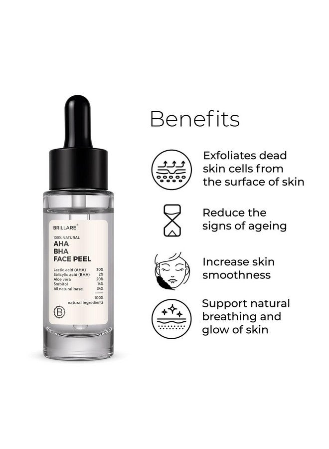 30% Aha + 2% Bha Face Peeling Solution Glowing Smooth Blemishfree Skin Exfoliating Serum For Acne Prone Skin Pigmentation & Antiageing With Lactic Acid Salicylic Acid & Aloe Vera