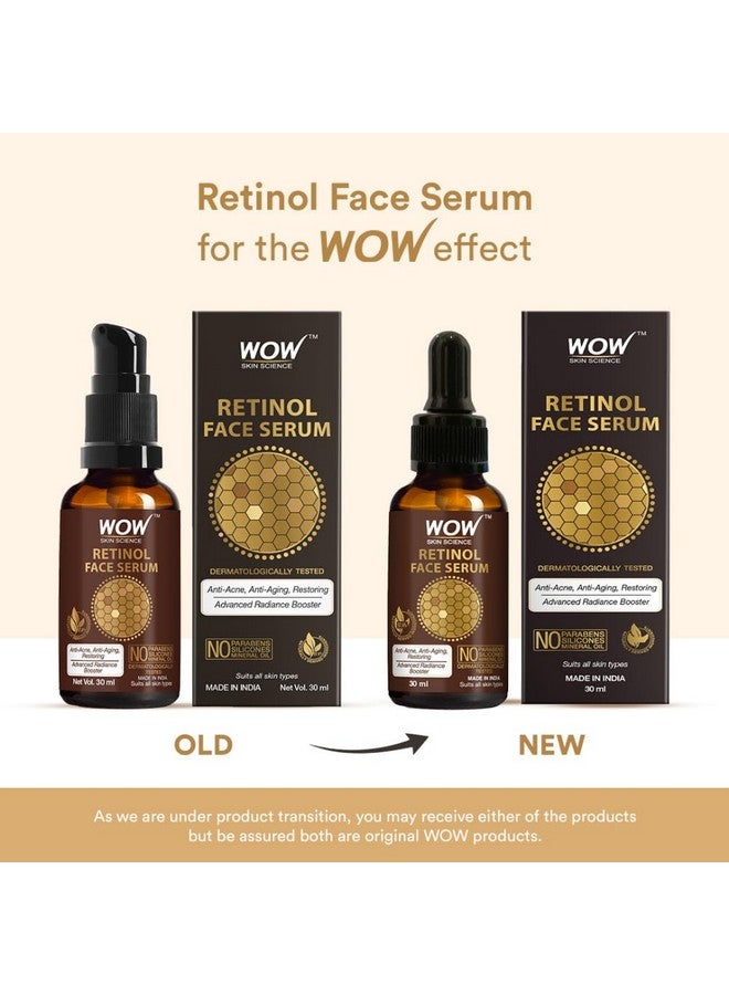 Retinol Face Serum Oil Free Skin Plumping Boost Collagen Anti Acne Anti Aging Restoration No Parabens Silicones & Mineral Oil 30 Ml