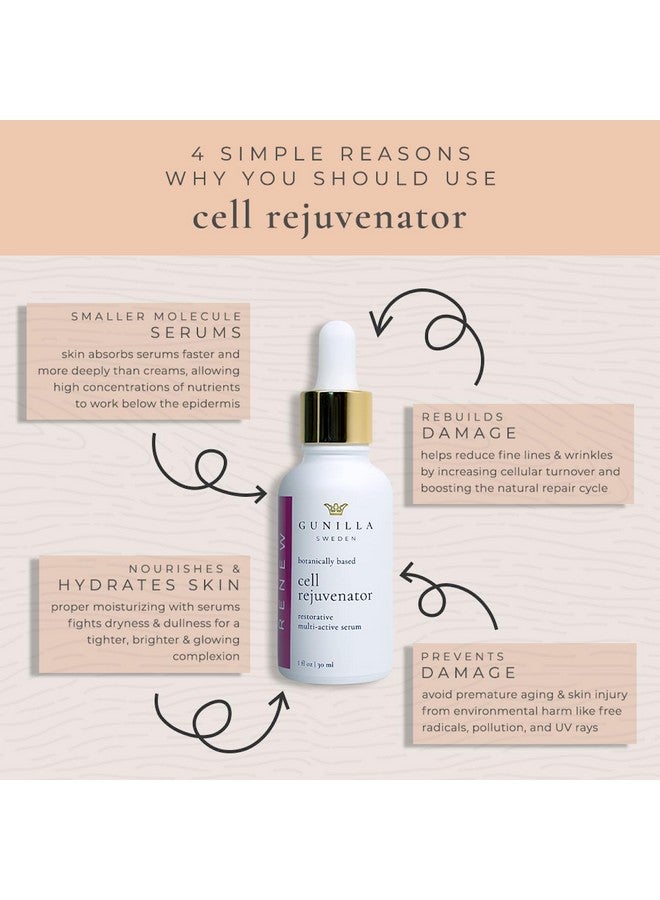 Gunilla Cell Rejuvenator Serum | Antiaging Anti Wrinkle Hydrating Facial Serum For Fine Lines Dark Spots With Organic Aloe Vera Collagen Elastin Keratin Vitamin C Ginseng | 1 Oz