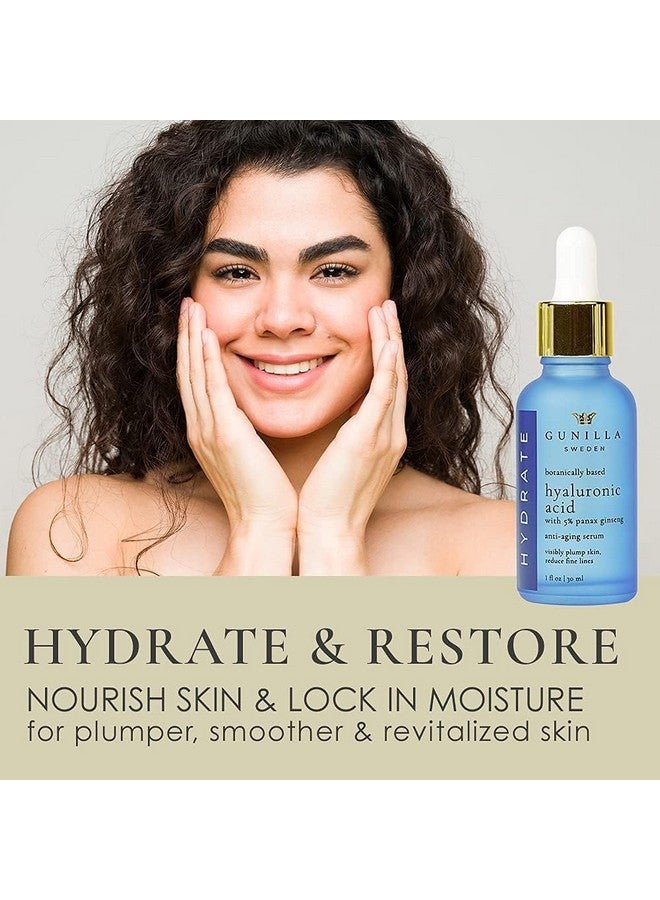Gunilla Hyaluronic Acid & Ginseng Serum: Vegan. Plantbased Antiaging Serum Plumping Firming & Hydrating Reduce The Appearance Of Wrinkles. 14 Actives & Herbals. Natural. Oilfree. 1 Oz