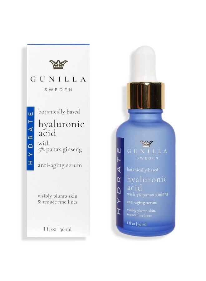 Gunilla Hyaluronic Acid & Ginseng Serum: Vegan. Plantbased Antiaging Serum Plumping Firming & Hydrating Reduce The Appearance Of Wrinkles. 14 Actives & Herbals. Natural. Oilfree. 1 Oz
