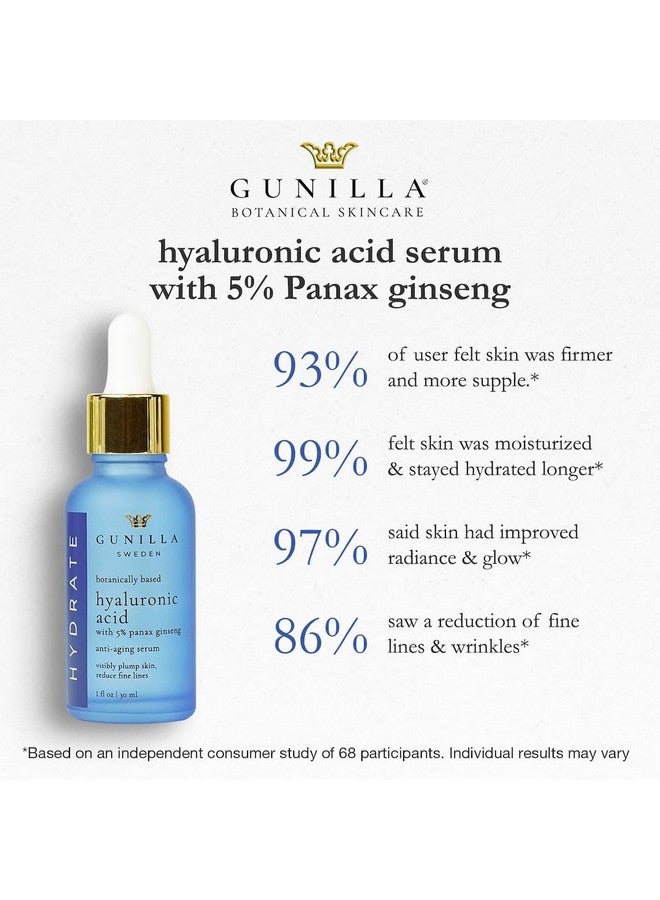 Gunilla Hyaluronic Acid & Ginseng Serum: Vegan. Plantbased Antiaging Serum Plumping Firming & Hydrating Reduce The Appearance Of Wrinkles. 14 Actives & Herbals. Natural. Oilfree. 1 Oz