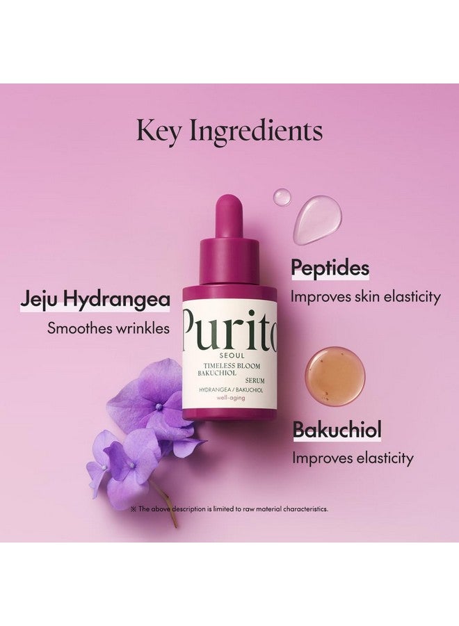 Seoul Timeless Bloom Bakuchiol Serum Korean Jeju Hydrangea For Sensitive Skin Ampoule Fine Line Reduction Anti Aging Facial Serum For Face Kbeauty 30Ml 1Fl.Oz