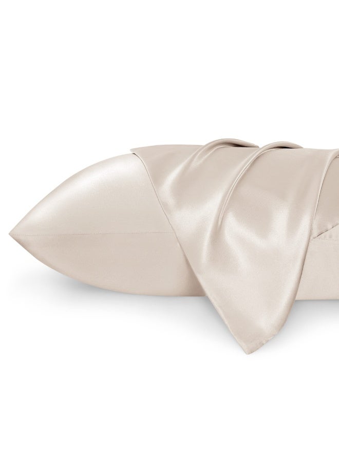 Satin Pillowcase For Hair And Skin Queen -Beige Silky 20X30 Inches - Set Of 2 With Envelope Closure  Similar To Silk   Gifts For Women Men