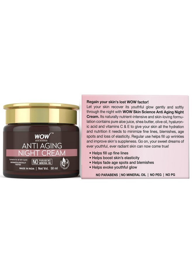 Wow Anti Aging Night Cream No Minerals And No Parabens Infused With Matrixly 3000 Peptide Hyaluronic Acid & Vitamin C 50Ml