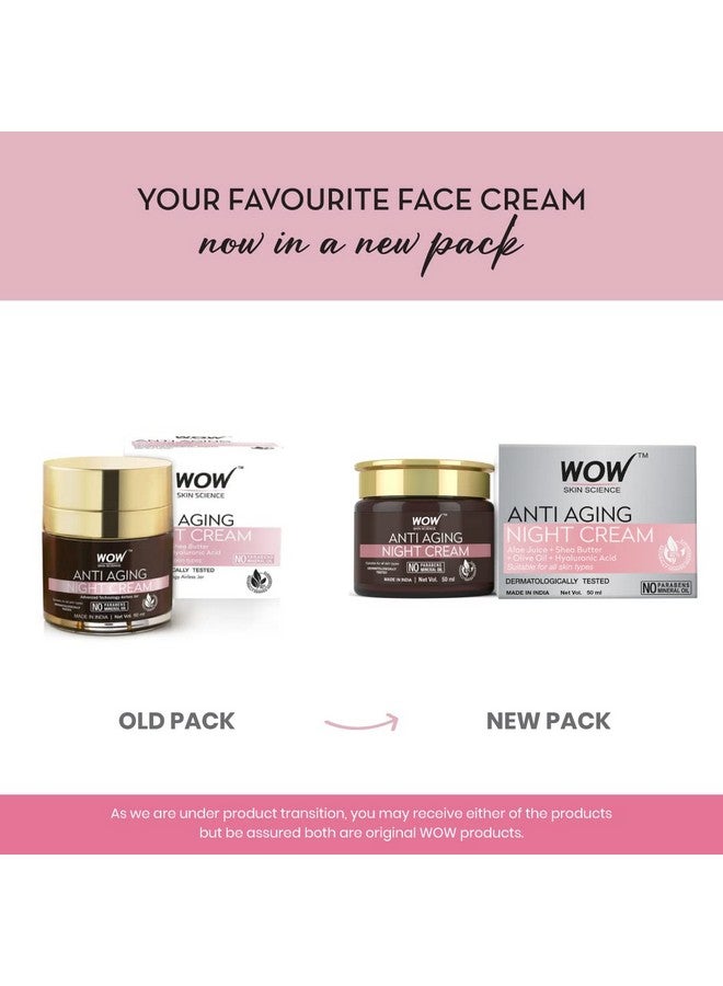 Wow Anti Aging Night Cream No Minerals And No Parabens Infused With Matrixly 3000 Peptide Hyaluronic Acid & Vitamin C 50Ml