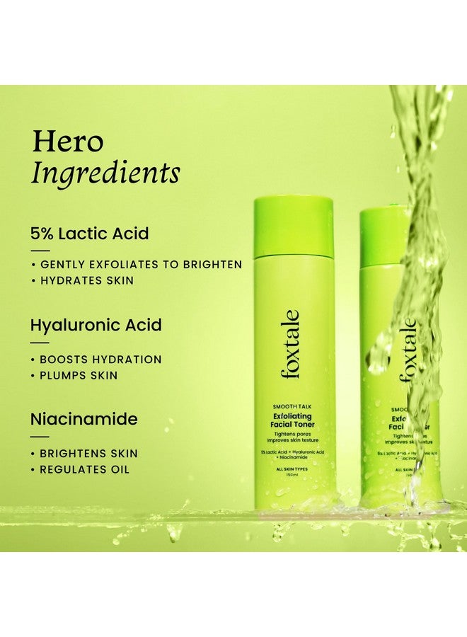Exfoliating Face Toner With 5% Lactic Acid For Pore Tightening & Gentle Exfoliation Alcohol Free Toner For Glowing Skin For All Skin Types Men & Women 150 Ml