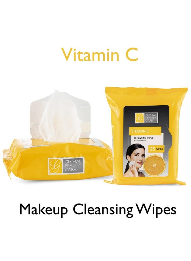 Bulk Cleansing Wipes Premoistened 4 Pack Of Vitamin C Cleansing Cloths Makeup Removal Wipes Great For Travel Toiletries 100 Ct.(4Pack)