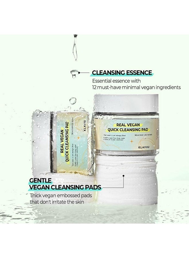 Real Vegan Quick Cleansing Pad Gentle Makeup Remover Deep Pore Cleansing Soothing & Moisturizing Formula Hypoallergenic Ideal For Sensitive Skin 50Counts