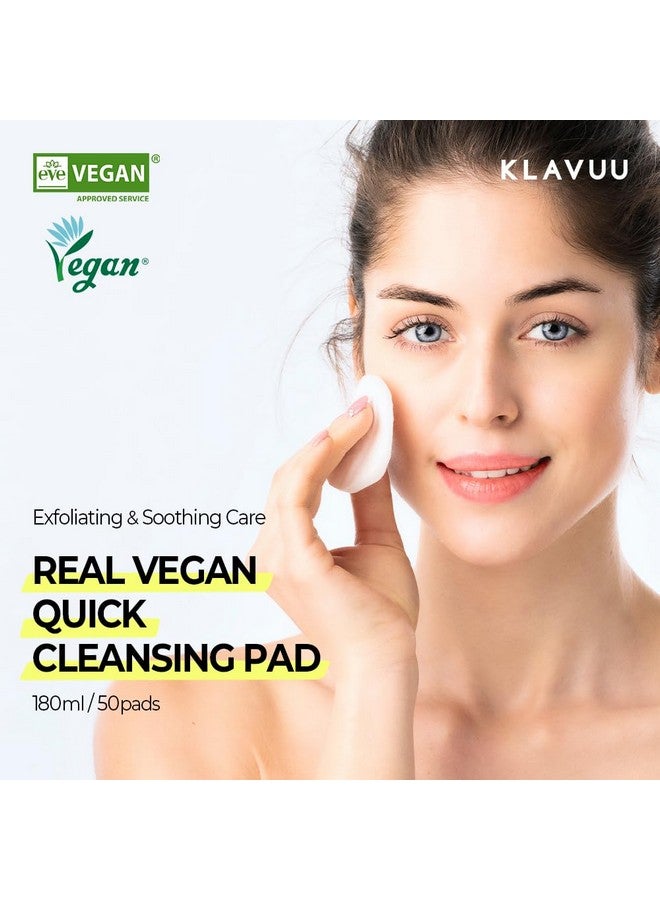 Real Vegan Quick Cleansing Pad Gentle Makeup Remover Deep Pore Cleansing Soothing & Moisturizing Formula Hypoallergenic Ideal For Sensitive Skin 50Counts