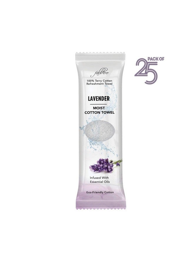 Oshibori Moist Terry Cotton Refreshment Towels (25 Pack 8 X 8 Inches) White Scented Premoistened Essential Oil Infused Towel To Use Hot Or Cold Lavender Scent