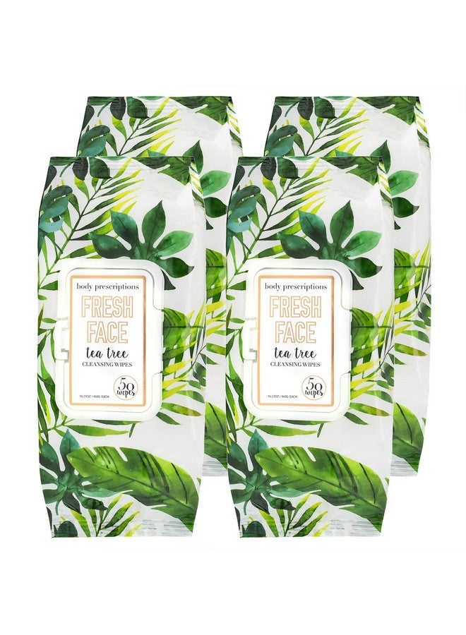 Makeup Remover Wipes Bulk Pack Of 4 200 Facial Cleaning Cloths Removes Makeup Mascara Dirt And Oil Flip Top Pack (Fresh Face Tea Tree)