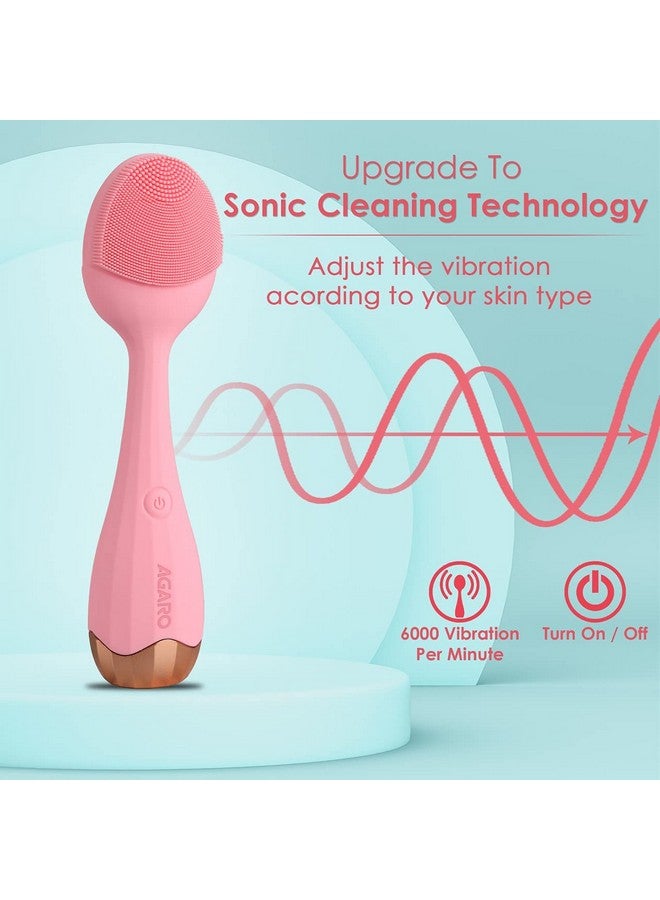 Cm2109 Sonic Facial Cleansing Massager Smart Facial Cleansing Device With Silicone Brush & Antiaging Massager Waterproof Sonic Glow Vibration Technology Lift Firm And Tone Skin On Face And Body.