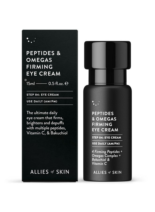 Peptides & Omegas Firming Eye Cream: Vitamin C Bakuchiol Ceramide. For Dark Circles Wrinkles & Puffiness. Antiaging. Firms & Brightens Under Eye Area 0.5 Oz / 15 Ml