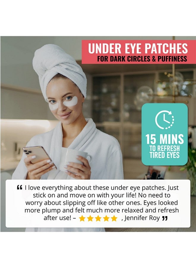 Under Eye Patches For Dark Circles, Puffiness And Eye Bags With 24K Gold Antiwrinkle For Puffy Eyes, Eye Masks With Hyaluronic Acid And Collagen Hydrogel Eye Gel Pads, Premium Korean Skincare 30Pcs