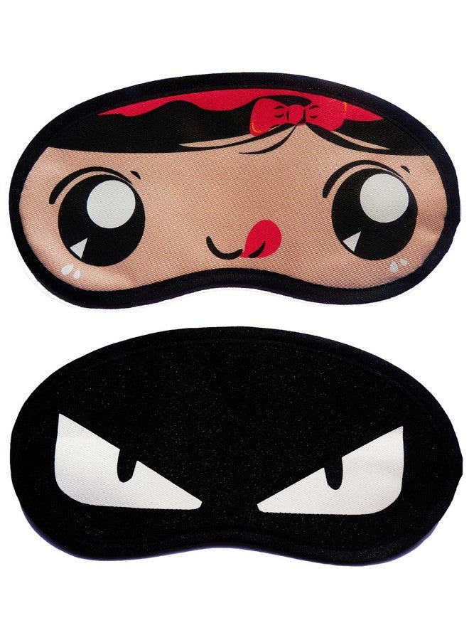 Red Ribbon White Eye Cartoon Face Sleeping Eye Mask (Pack Of 2)