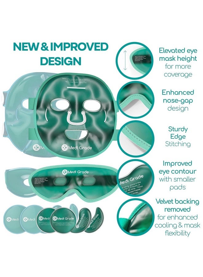 Cooling Ice Face Mask And Cooling Eye Mask For Puffy Eyes & Migraine Relief Self Care Face Ice Pack With Chillgel Face Ice Mask Technology Cooling Face Mask, Eye Pads And Bag