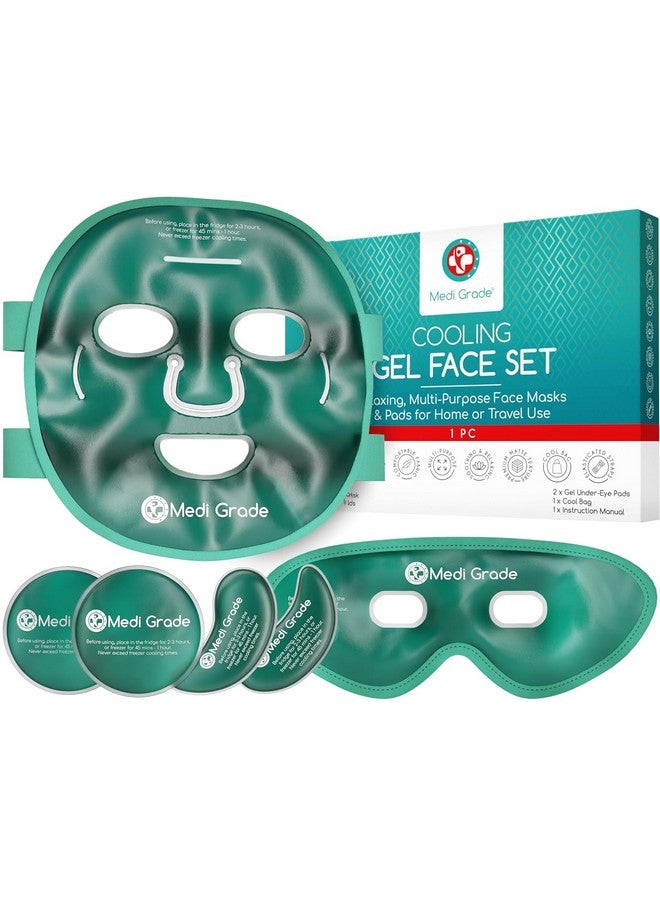 Cooling Ice Face Mask And Cooling Eye Mask For Puffy Eyes & Migraine Relief Self Care Face Ice Pack With Chillgel Face Ice Mask Technology Cooling Face Mask, Eye Pads And Bag
