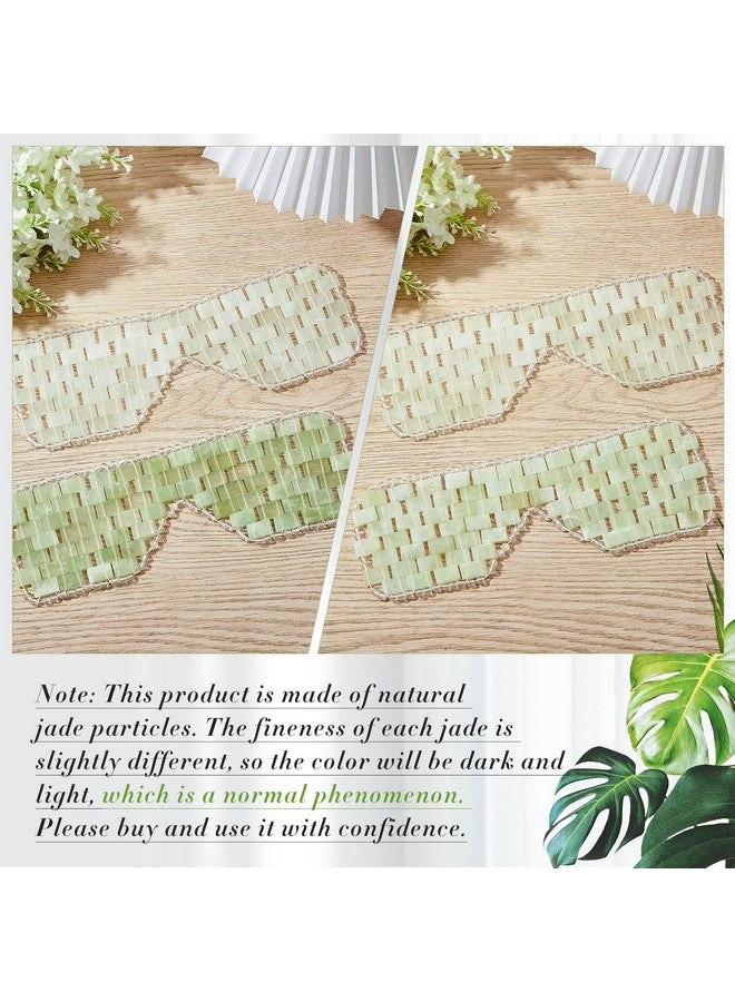2 Pcs Jade Eye Mask Green Jade Stone Eye Mask Facial Cooling Mask For Alleviate Puffiness Face Massage Relax Eyes Relieve Migraine Meditation Beauty