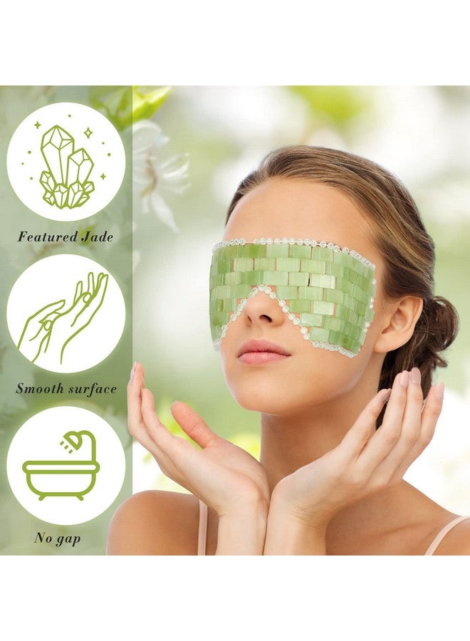 2 Pcs Jade Eye Mask Green Jade Stone Eye Mask Facial Cooling Mask For Alleviate Puffiness Face Massage Relax Eyes Relieve Migraine Meditation Beauty