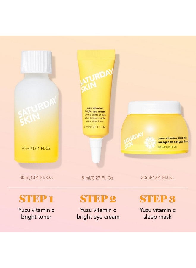 3Piece Skin Care Set Yuzu Vitamin C Sleep Mask Yuzu Vitamin C Bright Toner And Eye Cream Overnight Facial Masks Korean Beauty Best Vitamin C Skincare Set