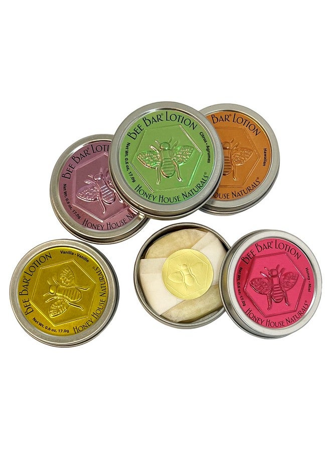 Honey House Naturals Bee Bar Gift Set Small Bee Bar .6 Ounces Allnatural Ultra Moisturizing Lotion Bar Infused With Essential Oils And Butters 5 Piece Set