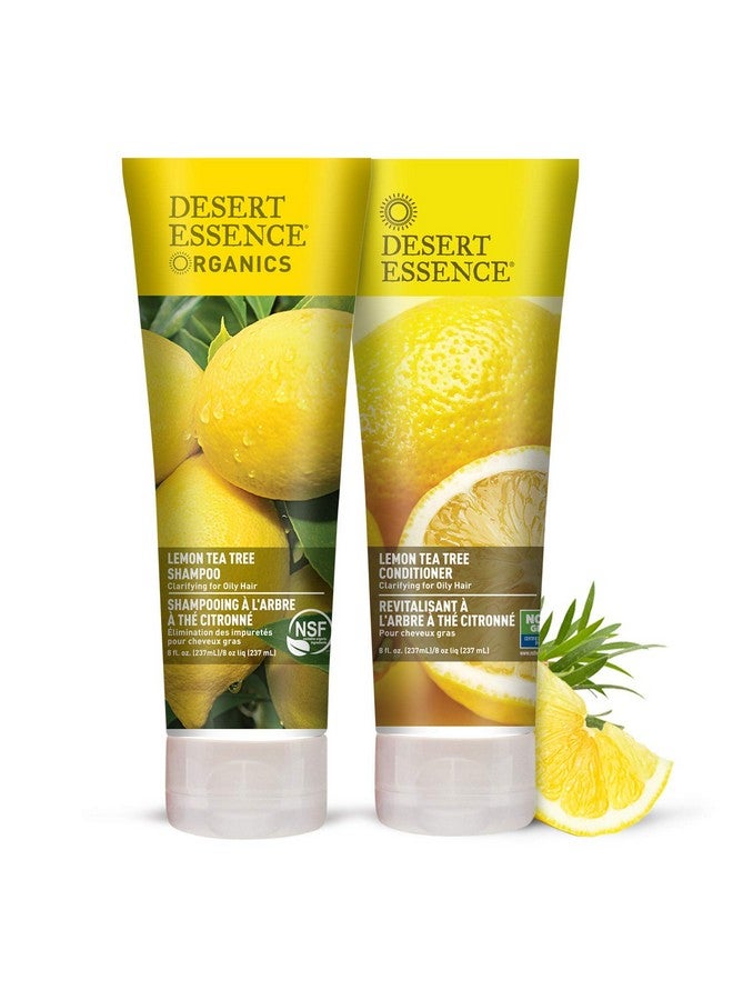 Lemon Tea Tree Shampoo & Conditioner Bundle 8 Fl Ounce Clarifying For Oily Hair Essential Oils Strengthen & Protect Hair Effective Cleansing