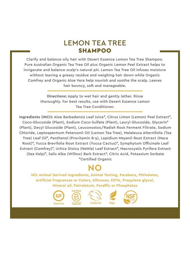 Lemon Tea Tree Shampoo & Conditioner Bundle 8 Fl Ounce Clarifying For Oily Hair Essential Oils Strengthen & Protect Hair Effective Cleansing