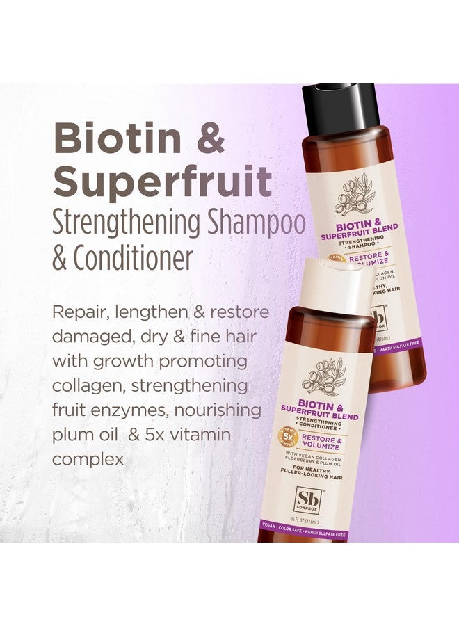 Biotin & Superfruit Shampoo & Conditioner Set With Vegan Collagen Aloe And Shea Butter Pack Of 2 Sulfate Free Paraben Free Silicone Free Color Safe And Vegan Hair Products 16 Ounces Each