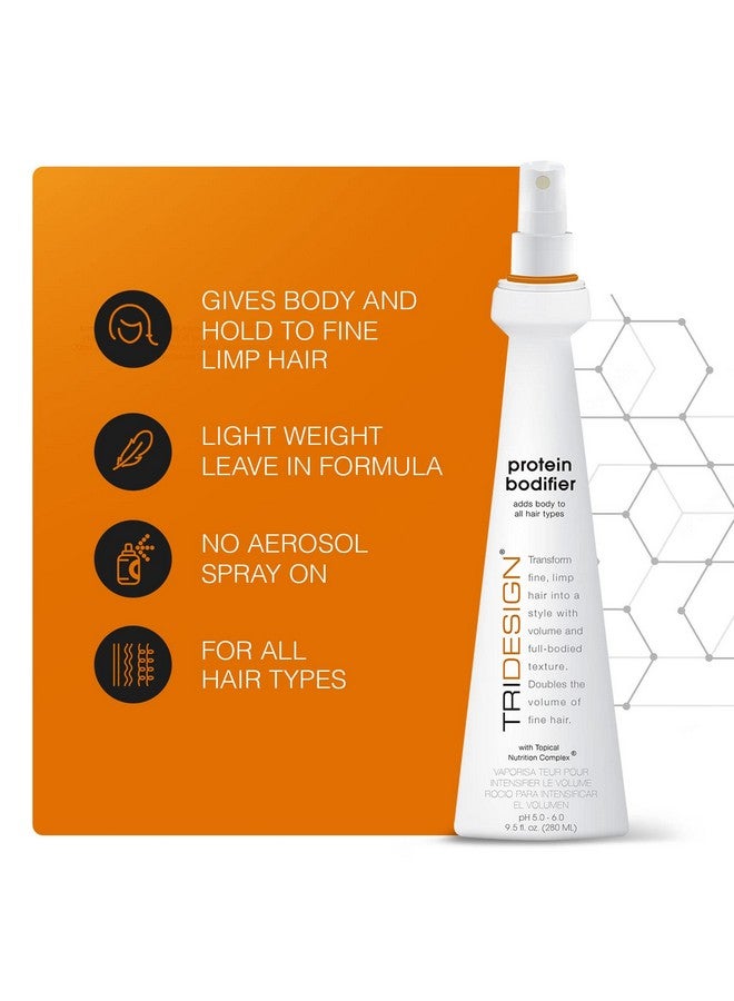 Tri Design Protein Bodifier Volumizing Hairspray For Fullbodied Texture Ideal For All Hair Types Nourishes And Enhances Hair For Lift And Body To Fine Thin Or Limp Hair 9.5 Oz