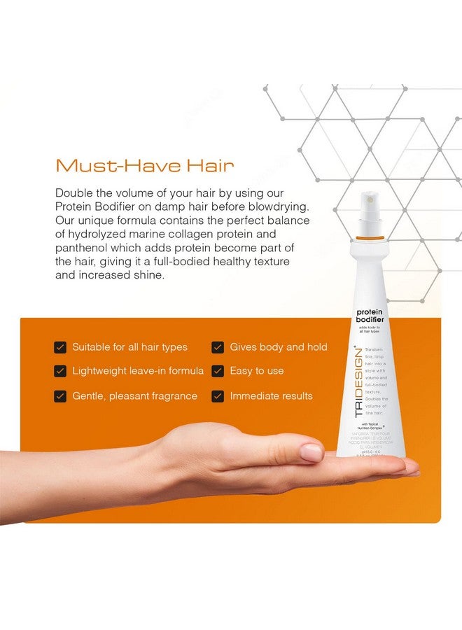 Tri Design Protein Bodifier Volumizing Hairspray For Fullbodied Texture Ideal For All Hair Types Nourishes And Enhances Hair For Lift And Body To Fine Thin Or Limp Hair 9.5 Oz