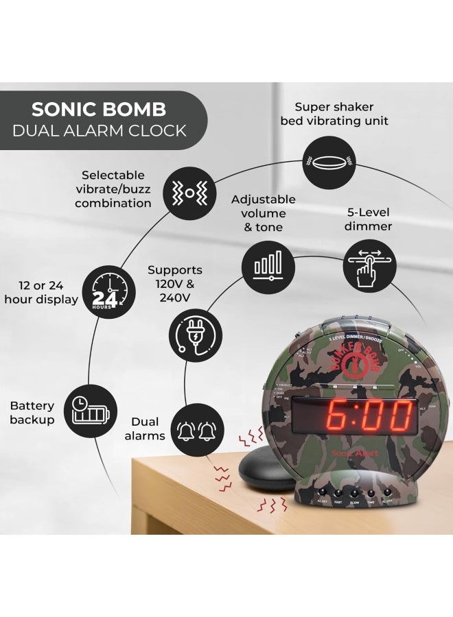 Sonic Alert Extra Loud Bunker Bomb Alarm Clock With Super Shaker - Sbc575Ss