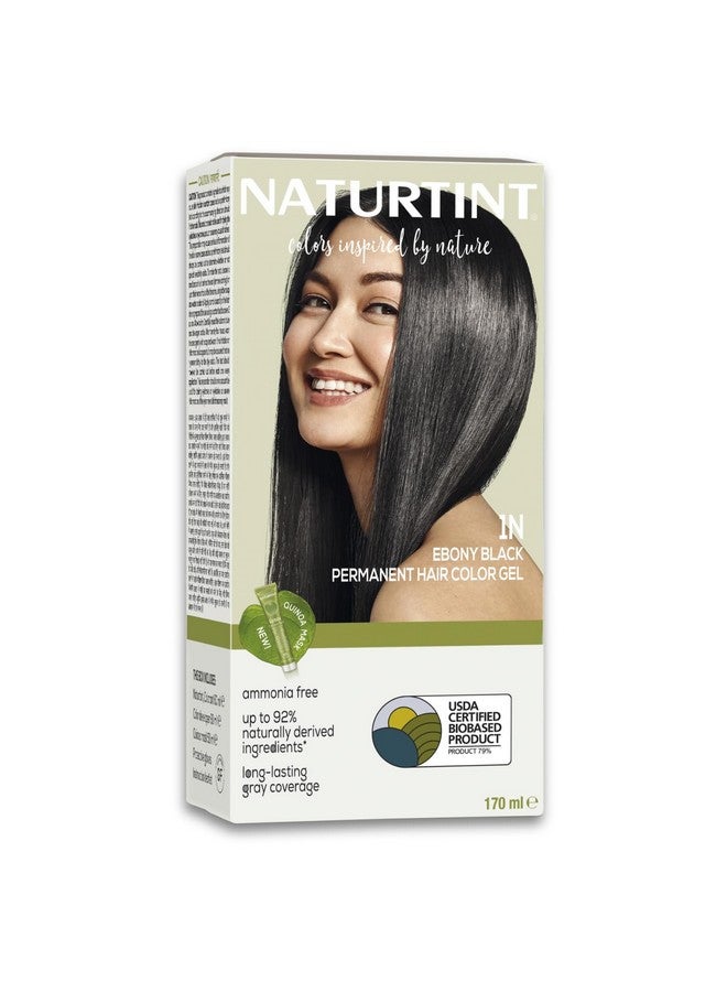 Permanent Hair Color | Ammonia Free Hair Colour Gel | 92% Natural Ingredients | Usda Certified Biobased | 100% Grey Coverage Long Lasting Hair Colour Vegan 170 Ml 1N Ebony Black