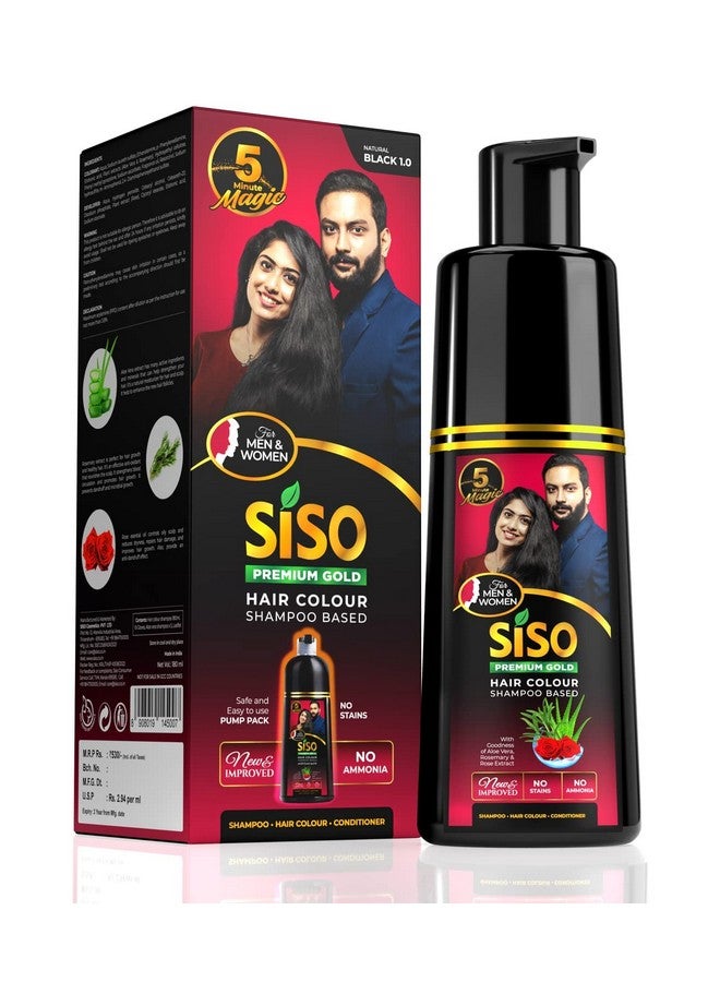 Permanent Hair Color Shampoo Pump Pack Natural Black 180Ml | No Skin Stain No Ammonia No Parabens