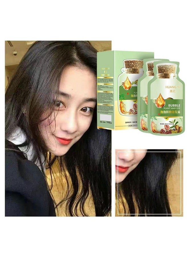 Huang Yi Natural Plant Hair Dye New Botanical Bubble Hair Dye 20Ml 10Packsbox Pure Plant Extract For Grey Hair Color Bubble Dye New Botanical Bubble Hair Shampoo (Natural Black)