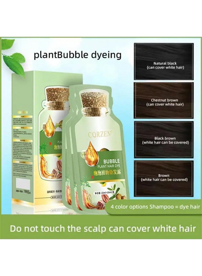 Huang Yi Natural Plant Hair Dye New Botanical Bubble Hair Dye 20Ml 10Packsbox Pure Plant Extract For Grey Hair Color Bubble Dye New Botanical Bubble Hair Shampoo (Natural Black)