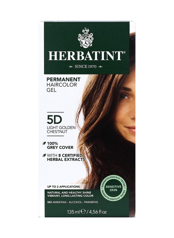 Permanent Haircolor Gel 5D Light Golden Chestnut Alcohol Free Vegan 100% Grey Coverage 4.56 Oz