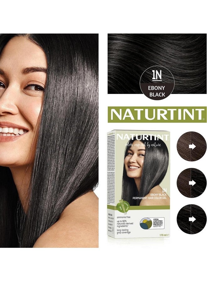 Permanent Hair Color | Ammonia Free Hair Colour Gel | 92% Natural Ingredients | Usda Certified Biobased | 100% Grey Coverage Long Lasting Hair Colour Vegan 170 Ml 1N Ebony Black