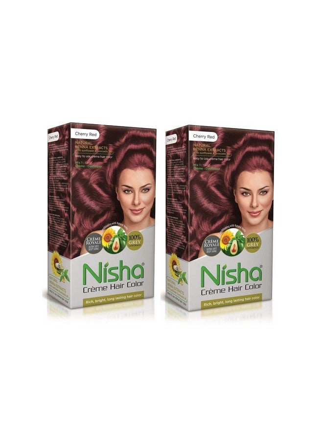 Long Lasting Cherry Red Cream Hair Color For Women And Men Hair Color Crème With Natural Herbs 100% Grey Coverage Hair Color Pack Of 2