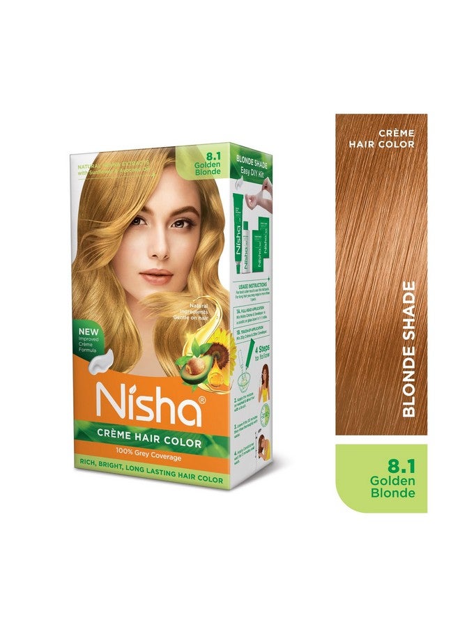 Creme Hair Color Golden Blonde, Permanent Hair Colour For Women Men, Ultra Soft Deep Shine, 100% Grey Coverage, 8.1 Golden Blonde Hair Colour 120Gm Pack Of 2