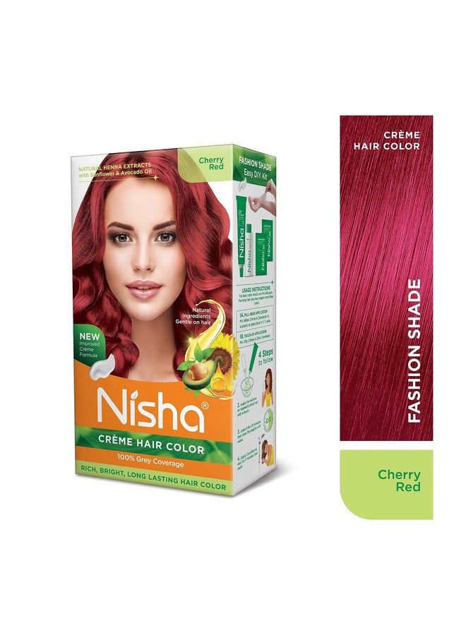 Creme Hair Color Cherry Red, Permanent Hair Colour For Women Men, No Ammonia, Ultra Soft Deep Shine, 100% Grey Coverage, Cherry Red Hair Colour 120Gm Pack Of 3