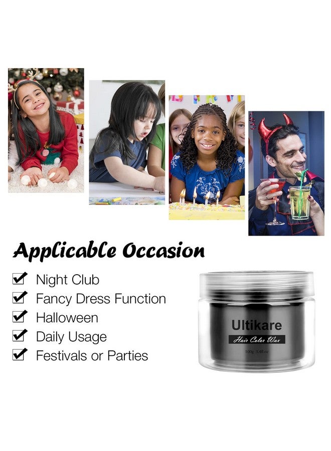 Temporary Hair Color For Kids Black Ultikare Hair Dye Natural Styling Wax Color Instant Mud Cream Gel 3.4 Fl Oz Girl Gifts Party Cosplay Diy Children'S Day