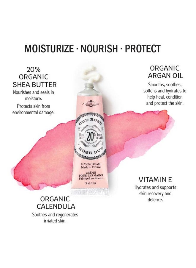 20% Shea Butter Hand Cream Travel Size New Scent Organic Argan Oil Moisturizing Nourishing Repairing Extrarich Hand Lotion Made In France Paraben Free 1 Oz 30Ml (Oud Rose)