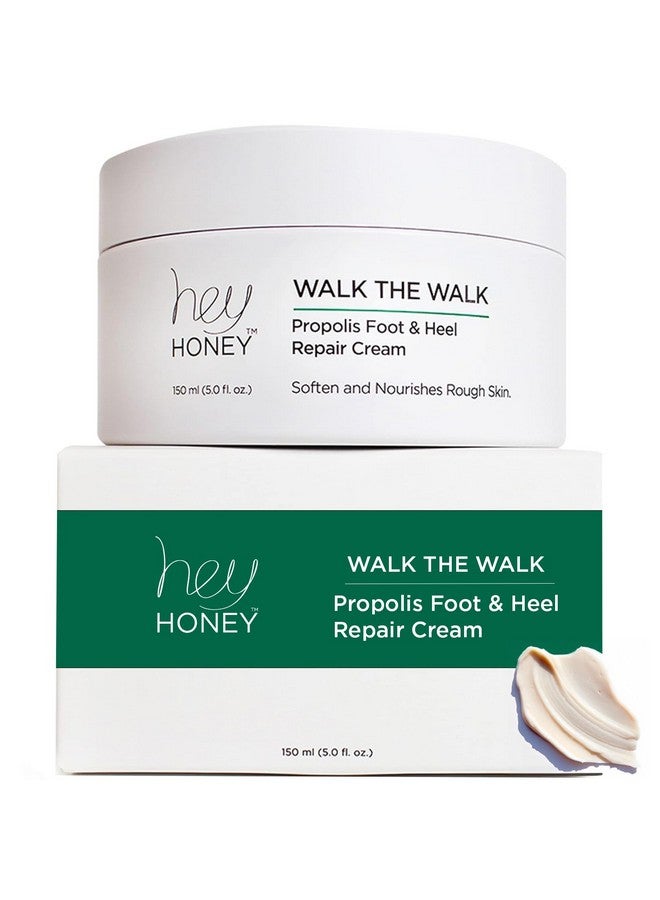 Walk The Walk Propolis Foot & Cracked Heel Cream For Extremely Dry Feet & Cracked Heels Callus Remover For Feet Lasting Effect Up To 72 Hours Infused With Honey And Urea 5 Oz
