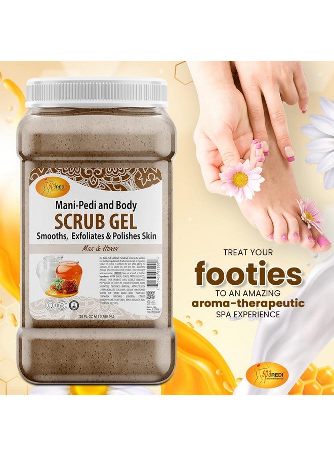 Exfoliating Scrub Pumice Gel Milk And Honey 128 Oz Manicure Pedicure And Body Exfoliator Infused With Hyaluronic Acid Amino Acids Panthenol And Comfrey Extract