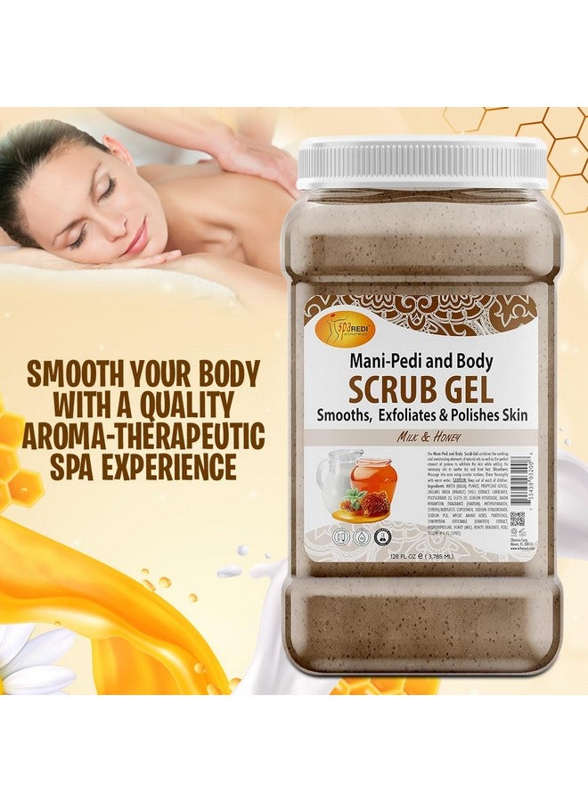 Exfoliating Scrub Pumice Gel Milk And Honey 128 Oz Manicure Pedicure And Body Exfoliator Infused With Hyaluronic Acid Amino Acids Panthenol And Comfrey Extract