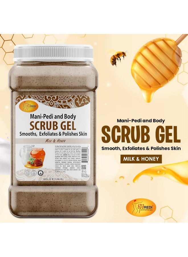 Exfoliating Scrub Pumice Gel Milk And Honey 128 Oz Manicure Pedicure And Body Exfoliator Infused With Hyaluronic Acid Amino Acids Panthenol And Comfrey Extract